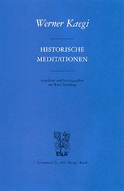 Front cover of Historische Meditationen by Werner Kaegi