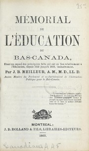 Front cover of Mémorial de l'éducation du Bas-Canada by Jean-Baptiste Meilleur