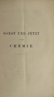 Front cover of Sonst und jetzt in der Chemie by Hermann Kopp