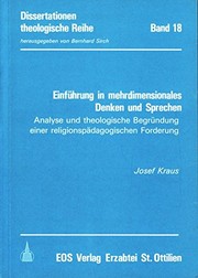 Front cover of Einführung in mehrdimensionales Denken und Sprechen by Josef Kraus