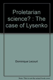 Front cover of Proletarian science? by Dominique Lecourt