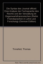 Cover of Die Syntax des "Journal officiel" by Thomas Tinnefeld
