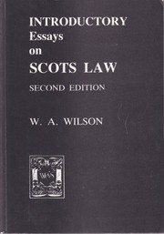 Front cover of Introductory essays on Scots law by W. A. Wilson