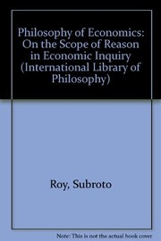 Front cover of Philosophy of economics by Subroto Roy
