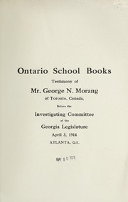 Front cover of Ontario schools books by George N. Morang