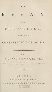 Cover of An essay on phlogiston, and the constitution of acids by Richard Kirwan