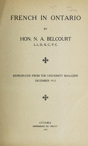 Front cover of French in Ontario by Napoléon Antoine Belcourt