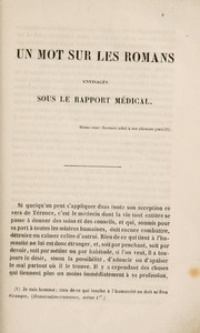Front cover of Un mot sur les Romans. Envisagés sous le rapport medical, par M. Delenda by Collineau