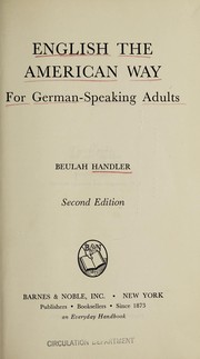 Front cover of English the American way for German speaking adults by Beulah Handler