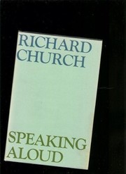 Front cover of Speaking aloud by Richard Church