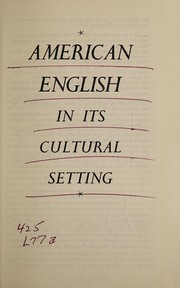 Front cover of American English in its cultural setting by Donald J. Lloyd