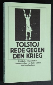 Cover of Rede gegen den Krieg by Tolstoy, Leo, graf, 1828-1910