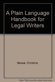 Front cover of A plain language handbook for legal writers by Christine Mowat