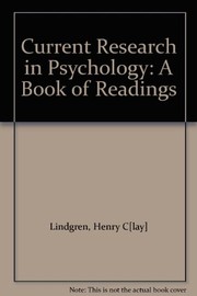 Front cover of Current research in psychology by Henry Clay Lindgren