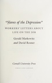Cover of Slaves of the Depression by Gerald E. Markowitz