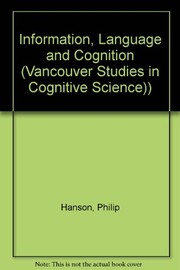Cover of Information, language, and cognition by Philip P. Hanson