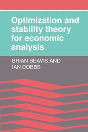 Cover of Optimization and stability theory for economic analysis by Brian Beavis