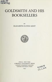 Front cover of Goldsmith and his booksellers by Elizabeth Eaton Kent