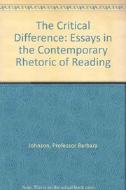 Cover of The critical difference by Barbara Johnson