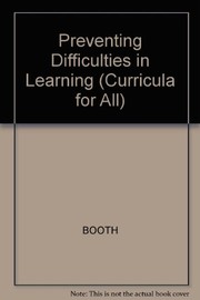Cover of Preventing difficulties in learning by Tony Booth