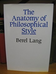 Front cover of The anatomy of philosophical style by Berel Lang