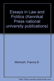 Front cover of Essays in law and politics by Francis Dunham Wormuth