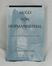 Front cover of Hugo von Hofmannsthal by Adrian Del Caro