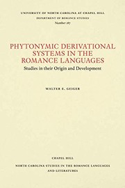 Cover of Phytonymic derivational systems in the Romance languages by Walter E. Geiger