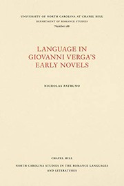 Front cover of Language in Giovanni Verga's early novels by Nicholas Patruno