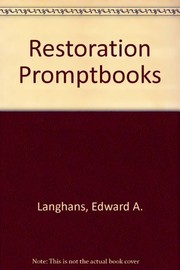 Front cover of Restoration promptbooks by Edward A. Langhans