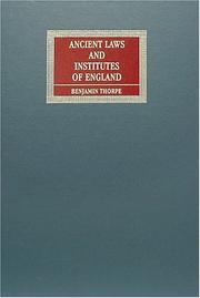 Front cover of Ancient laws and institutes of England by Benjamin Thorpe