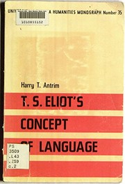Front cover of T. S. Eliot's concept of language by Harry T. Antrim