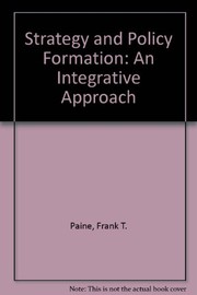 Front cover of Strategy & policy formation by Frank T. Paine