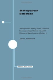 Front cover of Shakespearean metadrama by James L. Calderwood