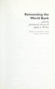 Front cover of Reinventing the World Bank by Jonathan Pincus