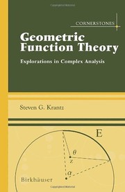 Cover of Geometric Function Theory: Explorations in Complex Analysis (Cornerstones) by Steven G. Krantz