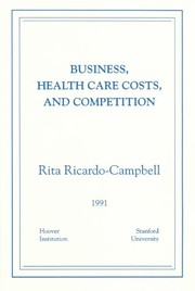Front cover of Business, health care costs, and competition by Rita Ricardo-Campbell