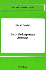 Front cover of Early Shakespearean actresses by Crawford, John W.