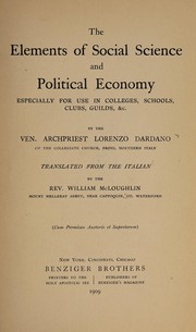 Front cover of The elements of social science and political economy by Lorenzo Dardano