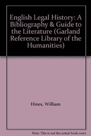 Front cover of English legal history by W. D. Hines
