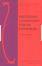 Front cover of Necessary conditions for an extremum by Boris Nikolaevich Pshenichnyĭ
