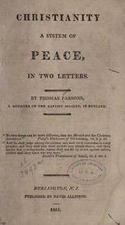 Front cover of Christianity a system of peace by Thomas Parsons