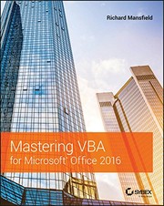 Cover of Mastering VBA for Microsoft Office 2016 by Richard Mansfield
