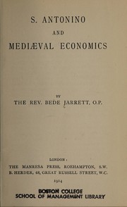 Front cover of S. Antonino and mediaeval economics by Bede Jarrett
