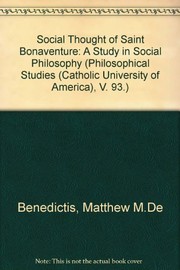 Front cover of The social thought of Saint Bonaventure by Matthew M. De Benedictis