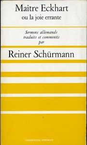 Front cover of Maître Eckhart ou la joie errante by Reiner Schürmann