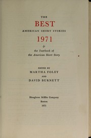 Front cover of The Best American short stories ... and the Yearbook of the American short story by Unknown