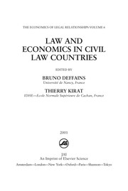 Cover of Law and economics in civil law countries by Bruno Deffains
