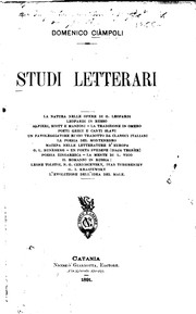 Cover of Studi letterari by Domenico Ciampoli 