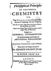 Cover of Philosophical principles of universal chemistry by Georg Ernst Stahl